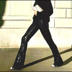 Zara flared sequin leggings bloggers fav